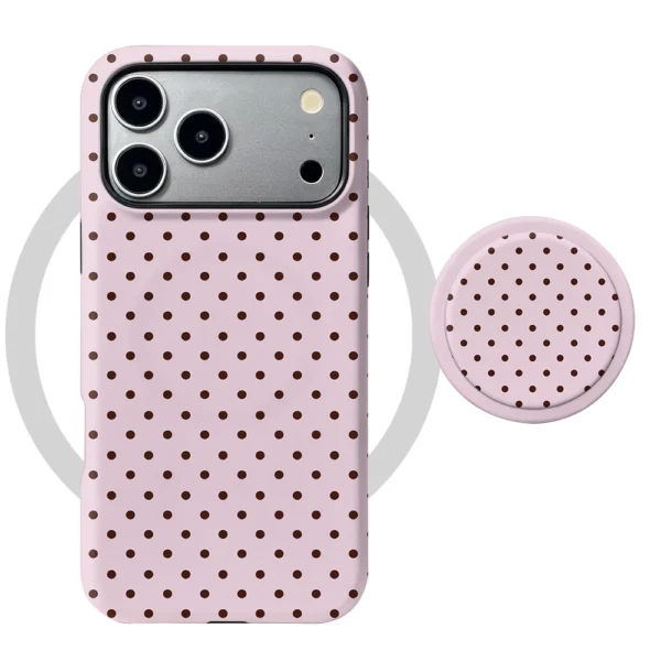 Funda Xiaomi 17 Rose Dots MagSafe con soporte de agarre