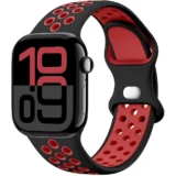 Prodyšný sportovní řemínek pro Apple Watch Ultra Series 4/3/2/1 49mm Air Sport - Černá a Červená
