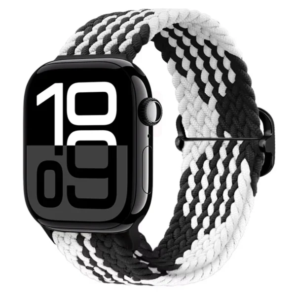 Correa Solo Loop trenzada para Apple Watch Series 12/11/10 46mm Braid - Blanco y Negro