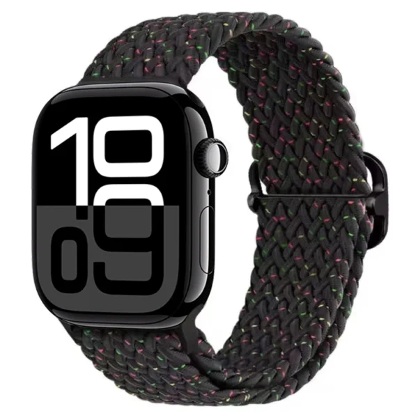 Geflochtenes Solo Loop Armband für Apple Watch Series 12/11/10 42mm Braid - Schwarz (Design 4)