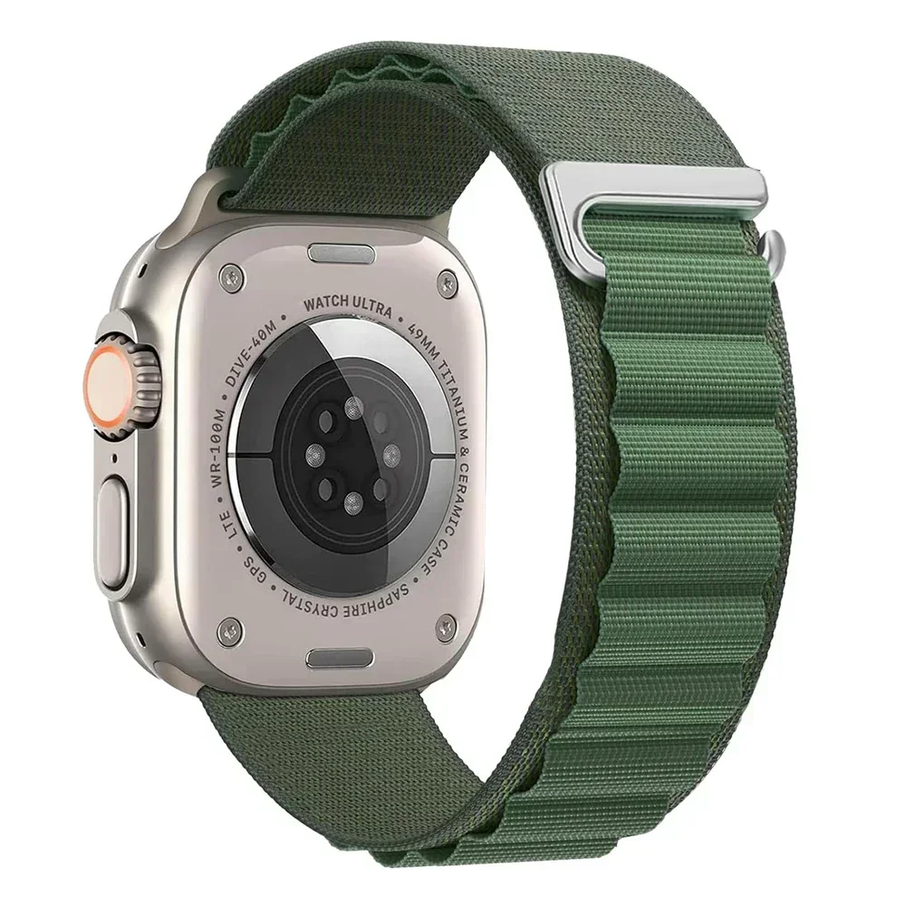Correa Loop Alpine de nailon para Apple Watch Series 12/11/10 42mm Alpine - Verde militar