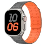 Silikonový řemínek s magnetickým zapínáním pro Apple Watch Ultra Series 4/3/2/1 49mm Magnet Sport - Šedá a Oranžová
