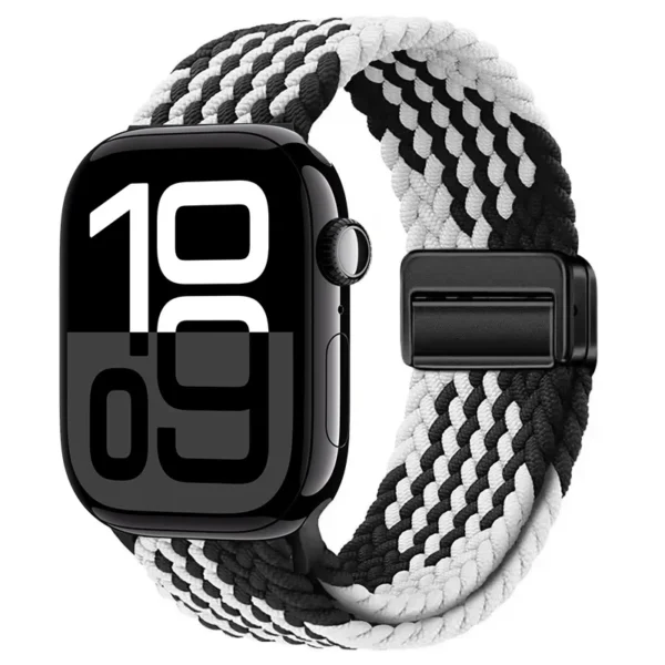 Correa trenzada magnética para Apple Watch 38mm 40mm 41mm Braid Magnet - Negro y Blanco (diseño 2)