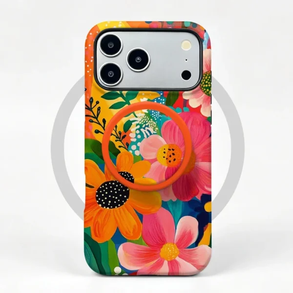 iPhone 15 Pro Max Case Sunset Bloom MagSafe with Grip Stand