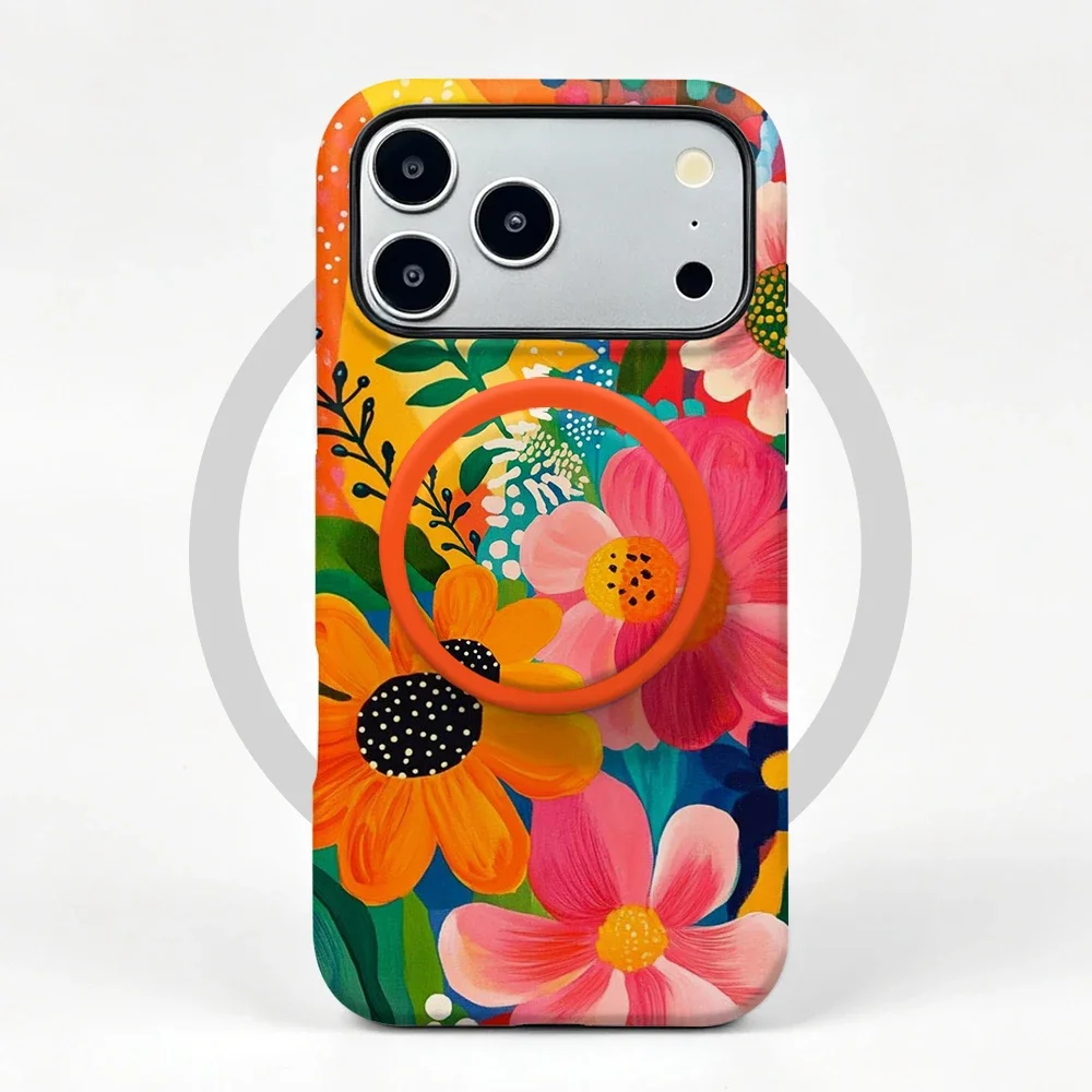 iPhone 15 Pro Max Case Sunset Bloom MagSafe with Grip Stand