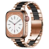 Článkový náramek z nerezové oceli pro Apple Watch Ultra Series 4/3/2/1 49mm Link - Růžové zlato a Černá