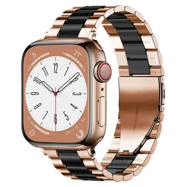 Stainless Steel Link Bracelet for Apple Watch 38mm 40mm 41mm Link - Rose Gold and Black