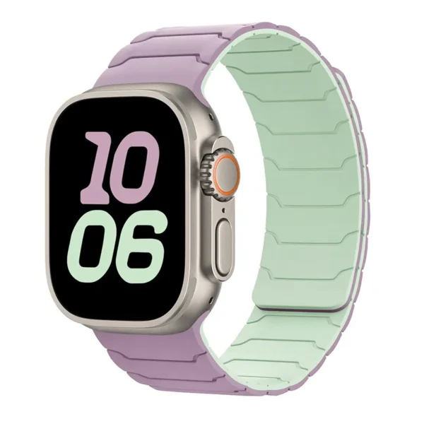 Magnetic Silicone Band for Apple Watch Ultra Series 4/3/2/1 49mm Magnet Sport - Purple / Mint / Green