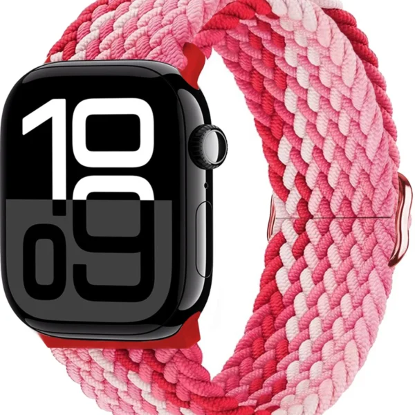 Bracelet Solo Loop tressé pour Apple Watch 38mm 40mm 41mm Braid - Fraise