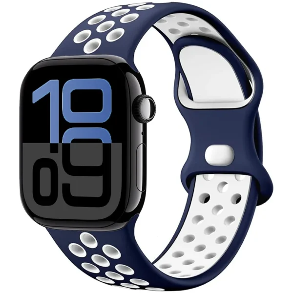 Correa deportiva transpirable para Apple Watch Ultra Series 4/3/2/1 49mm Air Sport - Azul marino y Blanco