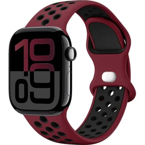 Atmungsaktives Sportarmband für Apple Watch Ultra Series 4/3/2/1 49mm Air Sport - Bordeaux und Schwarz