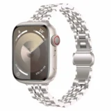 Úzký ocelový článkový náramek pro Apple Watch Ultra Series 4/3/2/1 49mm Slim - Měsíční záře (vzor 2)