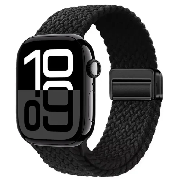 Magnetic Braided Band for Apple Watch 38mm 40mm 41mm Braid Magnet - Black (design 2)