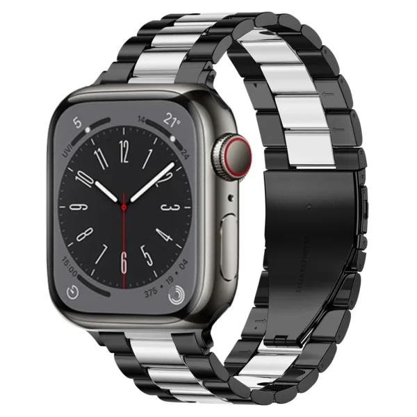 Článkový náramek z nerezové oceli pro Apple Watch Ultra Series 4/3/2/1 49mm Link - Černá a Stříbrná