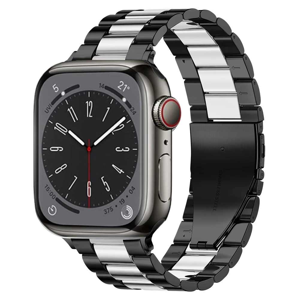 Článkový náramek z nerezové oceli pro Apple Watch Ultra Series 4/3/2/1 49mm Link - Černá a Stříbrná