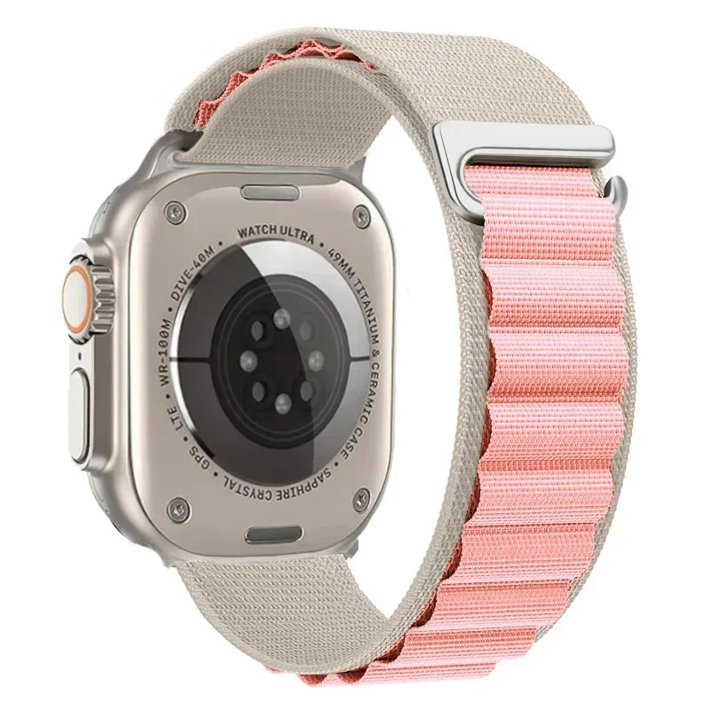 Correa Loop Alpine de nailon para Apple Watch Series 12/11/10 46mm Alpine - Luz de luna y Rosa