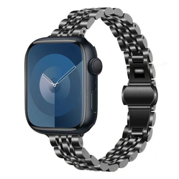 Slim Steel Bracelet for Apple Watch Series 12/11/10 46mm Slim - Black (design 2)