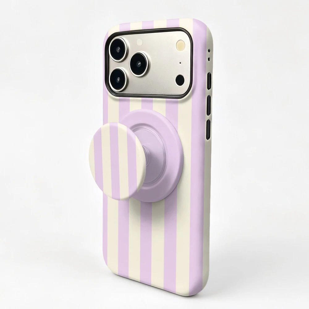 Coque iPhone 15 Pro Max Lavender Stripe MagSafe avec poignée support - image 4