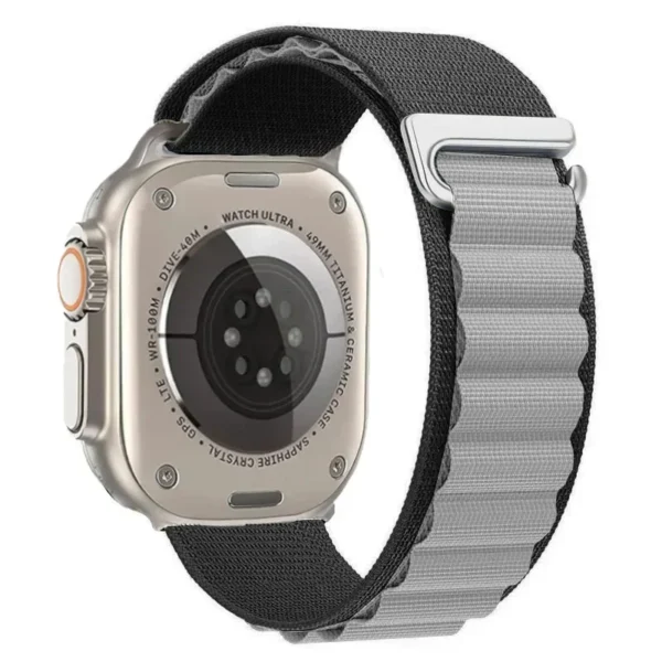 Bracelet Boucle Alpine en nylon pour Apple Watch 38mm 40mm 41mm Alpine - Noir et Gris
