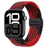 Pletený magnetický řemínek pro Apple Watch Ultra Series 4/3/2/1 49mm Braid Magnet - Černá a Červená