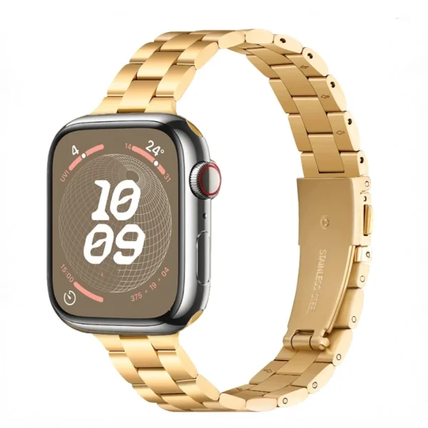 Slim Steel Bracelet for Apple Watch Series 12/11/10 46mm Slim - Gold (design 2)