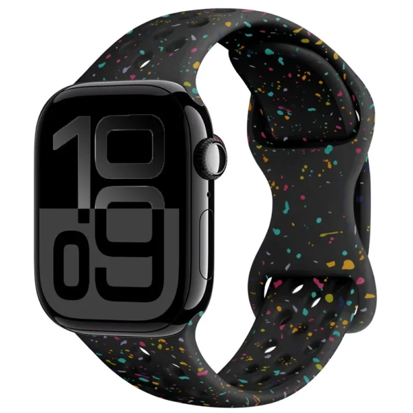 Atmungsaktives Sportarmband für Apple Watch 42mm 44mm 45mm Air Sport - Glänzend Schwarz