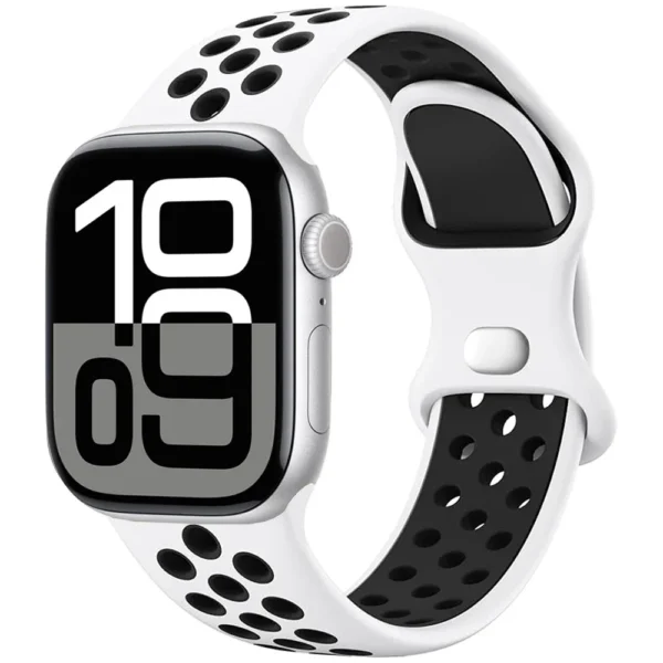 Breathable Sport Band for Apple Watch 42mm 44mm 45mm Air Sport - White and Black