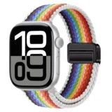 Pletený magnetický řemínek pro Apple Watch Ultra Series 4/3/2/1 49mm Braid Magnet - Bílá a Duhová