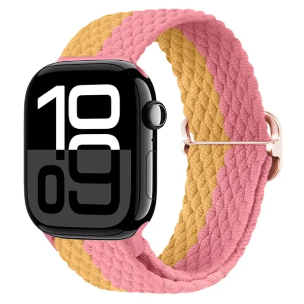 Pletený řemínek Solo Loop pro Apple Watch Series 12/11/10 46mm Braid - Růžová a Žlutá