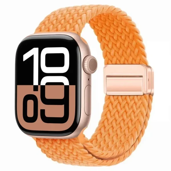 Bracelet tressé magnétique pour Apple Watch 38mm 40mm 41mm Braid Magnet - Orange