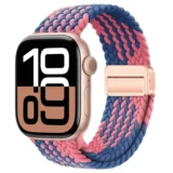Pletený magnetický řemínek pro Apple Watch Ultra Series 4/3/2/1 49mm Braid Magnet - Modrá a Růžová