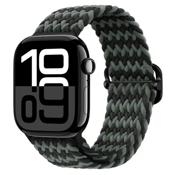 Correa Solo Loop trenzada para Apple Watch Series 12/11/10 42mm Braid - Negro y Oliva