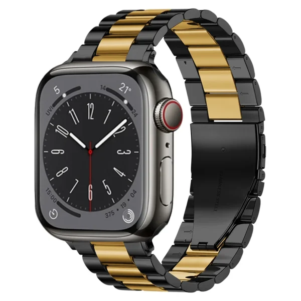 Stainless Steel Link Bracelet for Apple Watch 42mm 44mm 45mm Link - Black and Gold