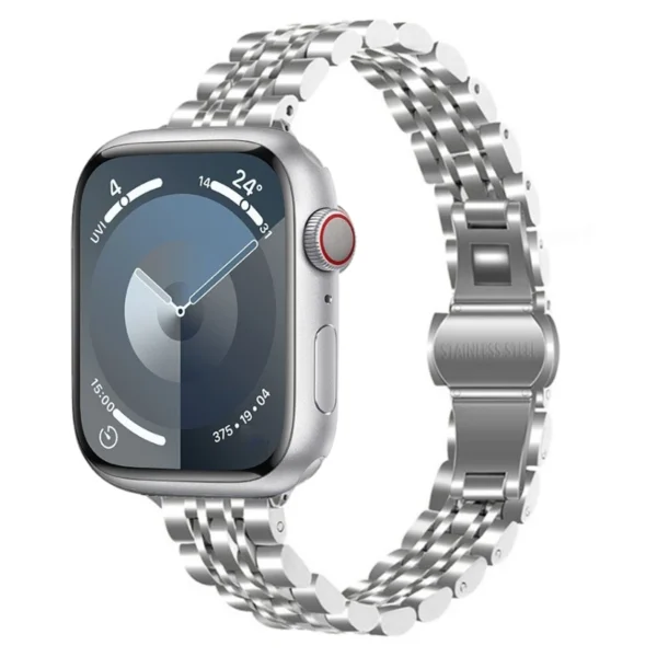 Bracelet fin à maillons en acier pour Apple Watch Series 12/11/10 46mm Slim - Argent