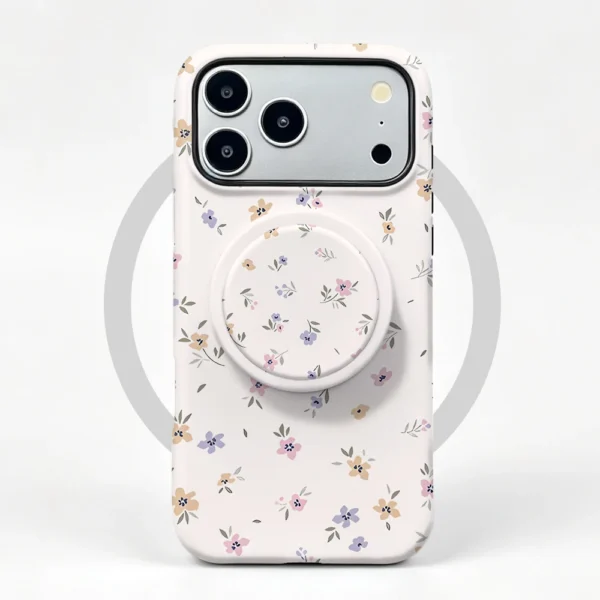 iPhone 16e Case Lilac Petals MagSafe with Grip Stand