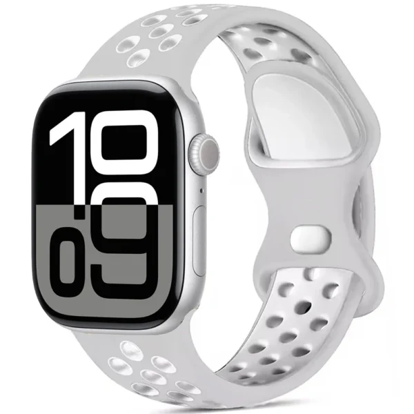 Breathable Sport Band for Apple Watch Series 12/11/10 46mm Air Sport - Grey and White
