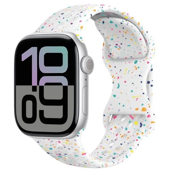 Bracelet sport respirant pour Apple Watch 38mm 40mm 41mm Air Sport - Blanc brillant (motif 2)