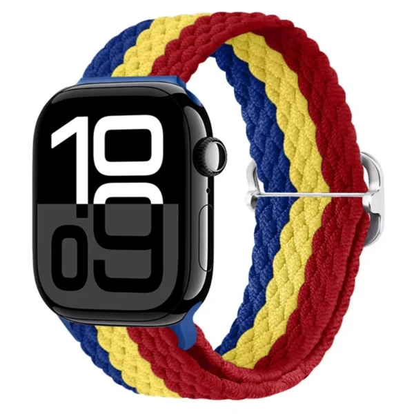 Correa Solo Loop trenzada para Apple Watch Series 12/11/10 42mm Braid - Rojo / Amarillo / Azul