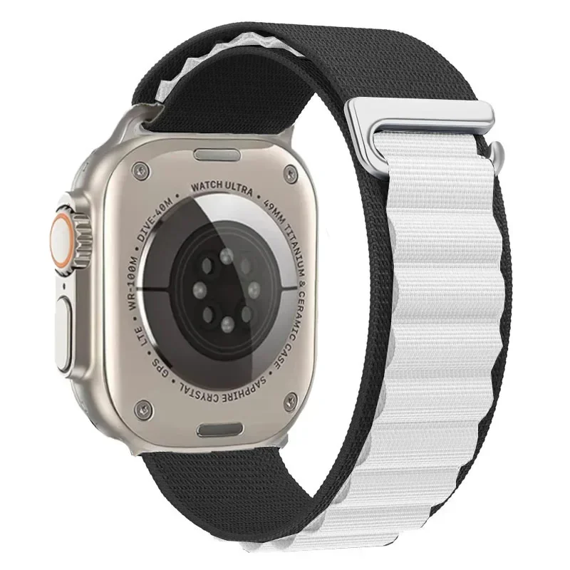 Nylonový řemínek Alpine Loop pro Apple Watch Series 12/11/10 42mm Alpine - Černá a Bílá