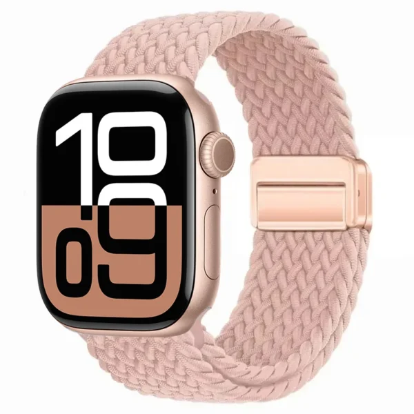 Pletený magnetický řemínek pro Apple Watch Series 12/11/10 46mm Braid Magnet - Krémově růžová