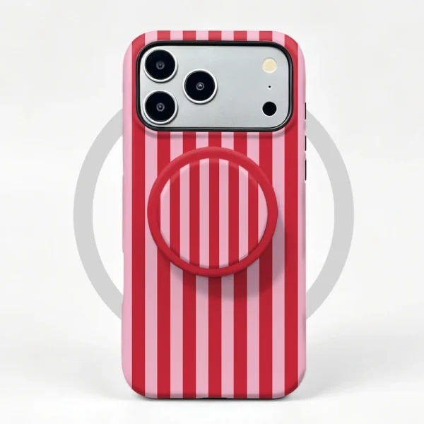 Coque iPhone 12 Pro Cherry Stripe MagSafe avec poignée support