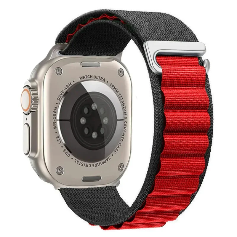Nylon Alpine Loop for Apple Watch 38mm 40mm 41mm Alpine - Black and Red