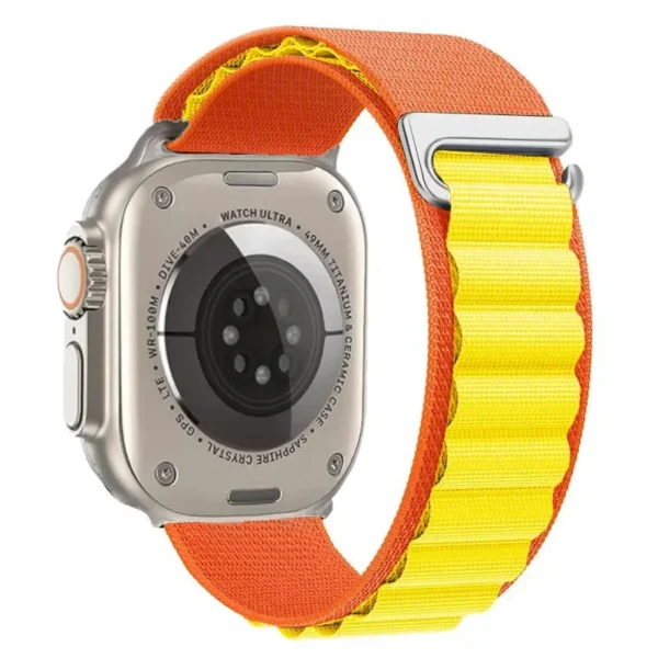 Bracelet Boucle Alpine en nylon pour Apple Watch Series 12/11/10 46mm Alpine - Orange et Jaune