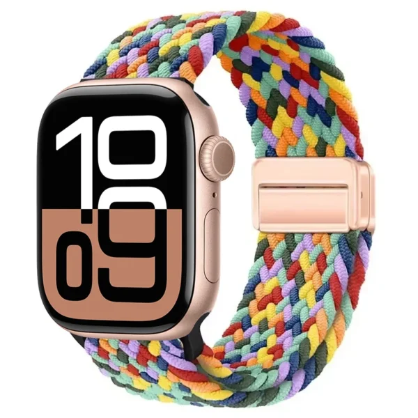 Geflochtenes Armband mit Magnet für Apple Watch 42mm 44mm 45mm Braid Magnet - Regenbogen (Design 2)