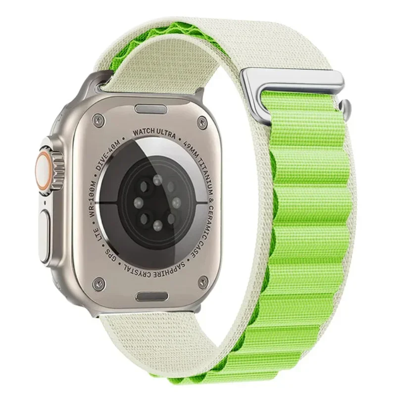Correa Loop Alpine de nailon para Apple Watch Ultra Series 4/3/2/1 49mm Alpine - Luz de luna y Verde
