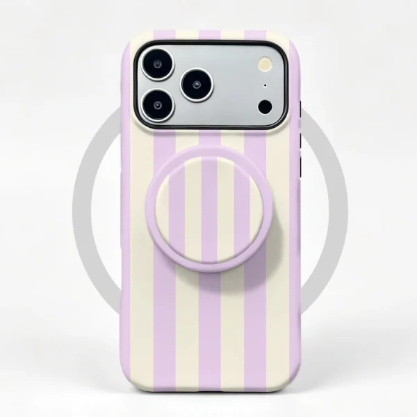 Coque iPhone 15 Pro Max Lavender Stripe MagSafe avec poignée support