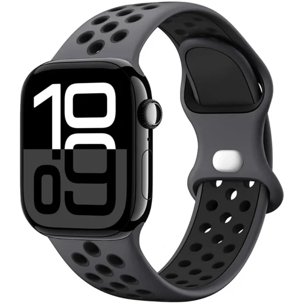 Bracelet sport respirant pour Apple Watch 42mm 44mm 45mm Air Sport - Graphite et Noir