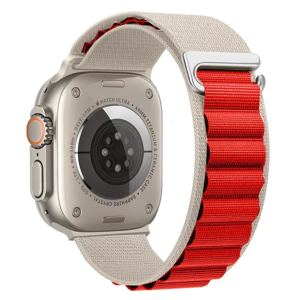 Nylon Alpine Loop for Apple Watch Series 12/11/10 46mm Alpine - Moonlight and Red