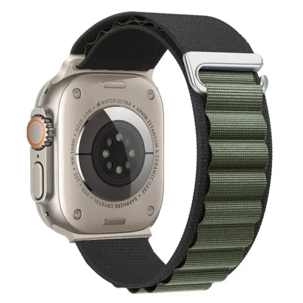 Nylon Alpine Loop for Apple Watch Ultra Series 4/3/2/1 49mm Alpine - Black and Olive
