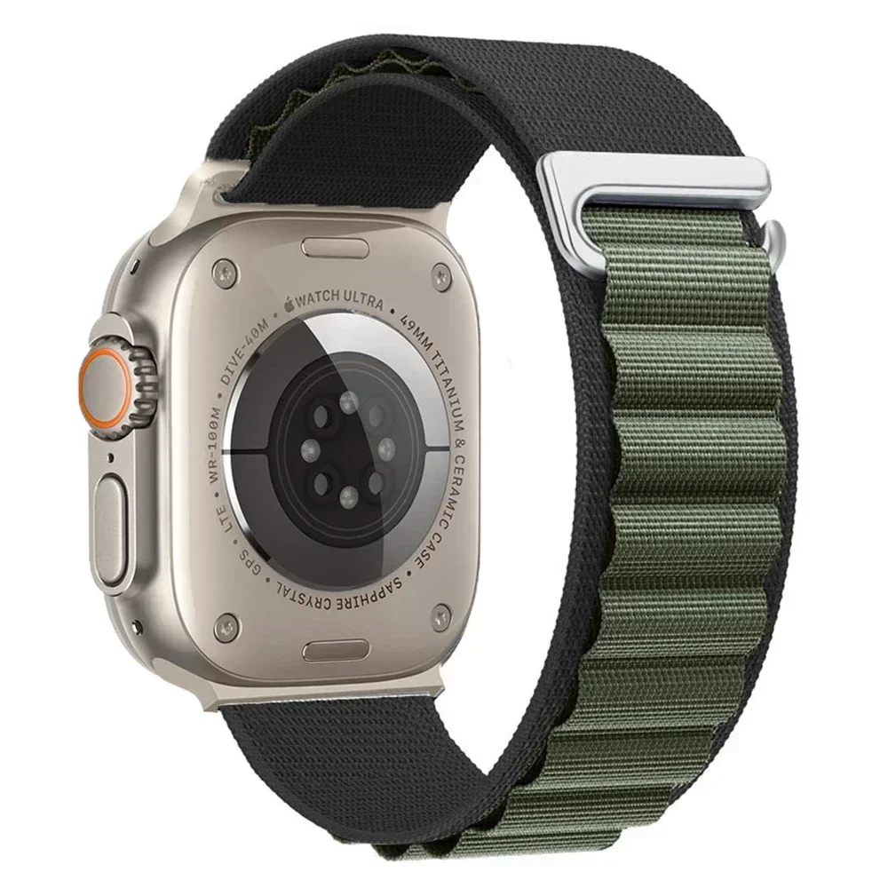 Nylon Alpine Loop for Apple Watch Ultra Series 4/3/2/1 49mm Alpine - Black and Olive